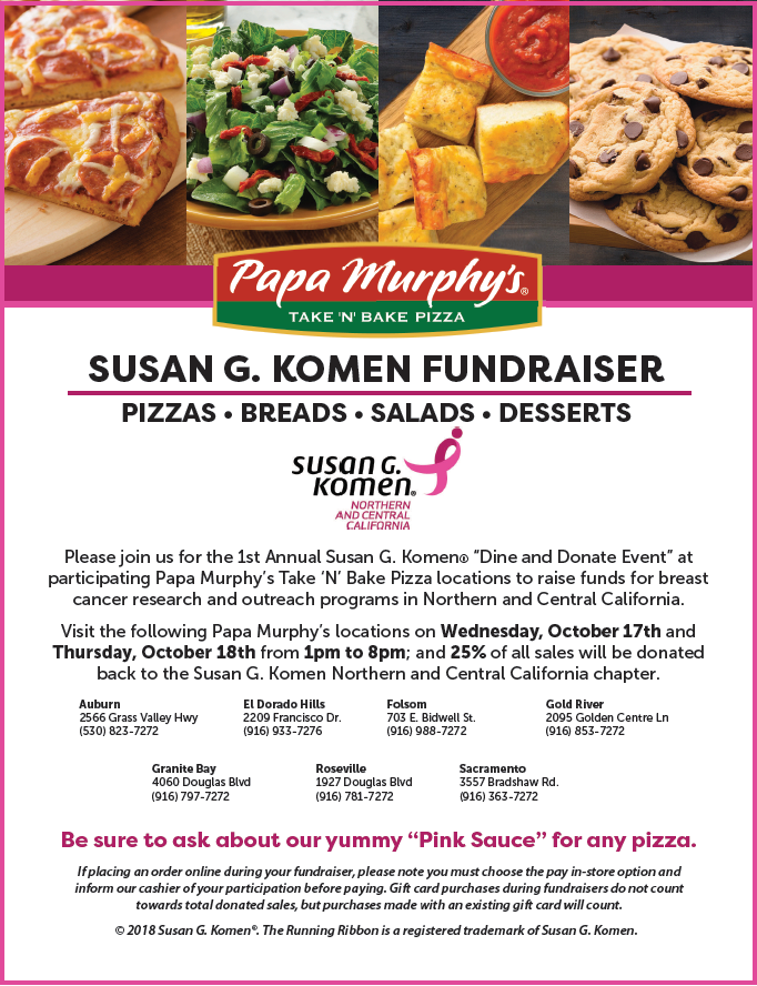 Papa Murphy S Dine And Donate Event Susan G Komen Northern Central California